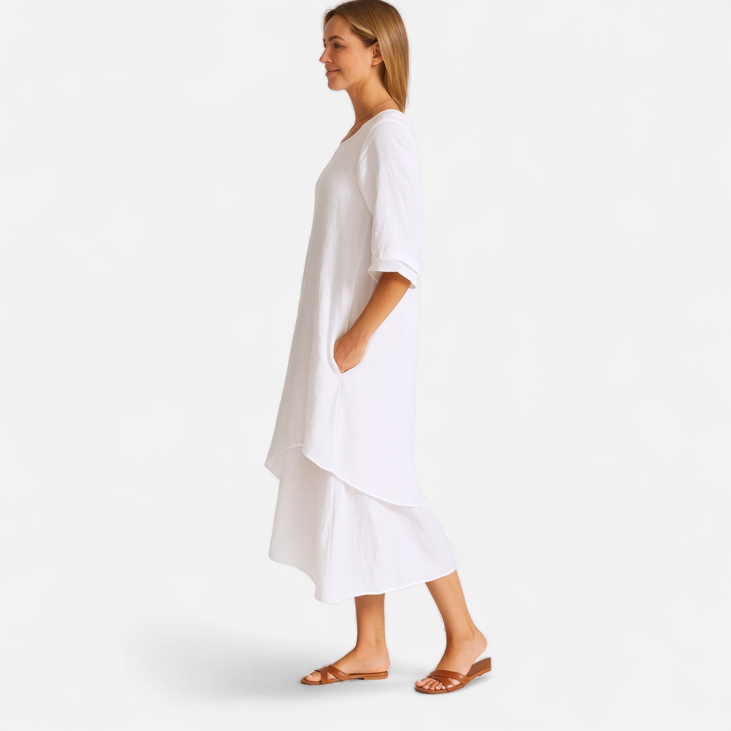 Velour Mode | Chemise Longue Femme en Coton et Lin Double Épaisseur – Légèreté Naturelle, Élégance Flottante