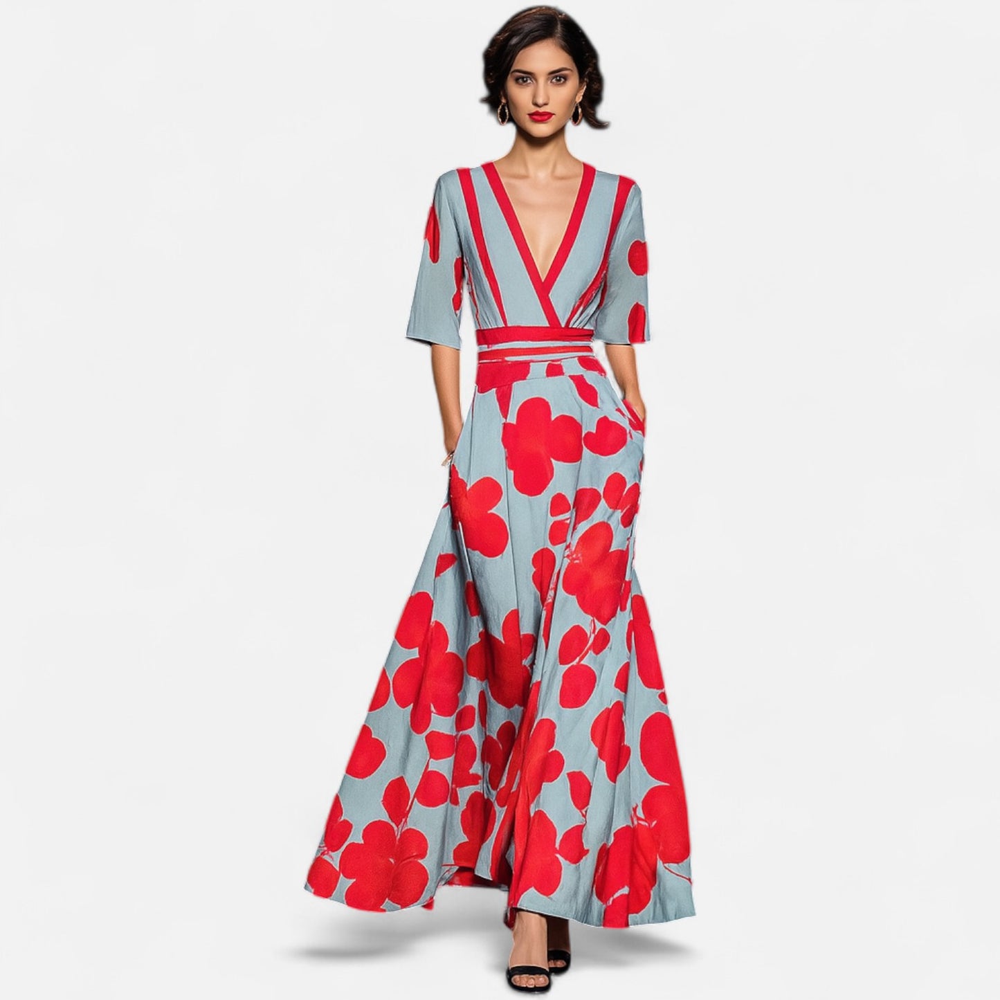 Velour Mode | Robe Longue Cintrée à Poches – Fluidité Élégante et Allure Décontractée