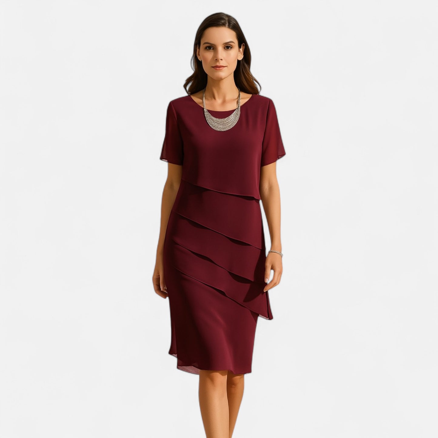 Velour Mode | Robe Midi Fluide en Chiffon Plissé – Légèreté Aérienne et Grâce Intemporelle
