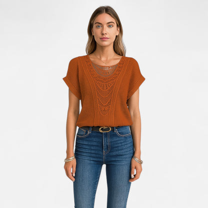 Velour Mode | Blouse T-Shirt Femme en Dentelle – Élégance Délicate, Style Raffiné