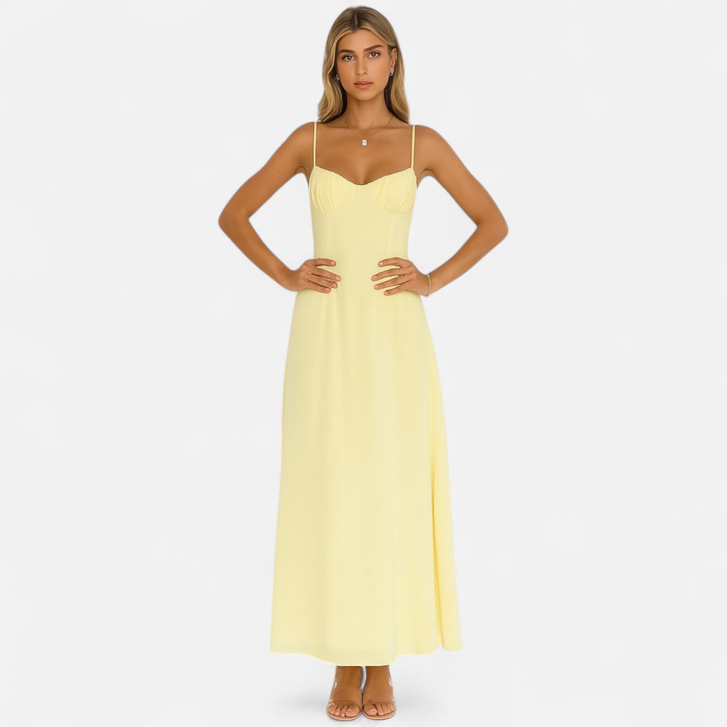 Velour Mode | Robe Longue Sans Manches Femme – Élégance Aérienne, Silhouette Élancée
