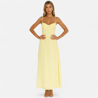 Velour Mode | Robe Longue Sans Manches Femme – Élégance Aérienne, Silhouette Élancée