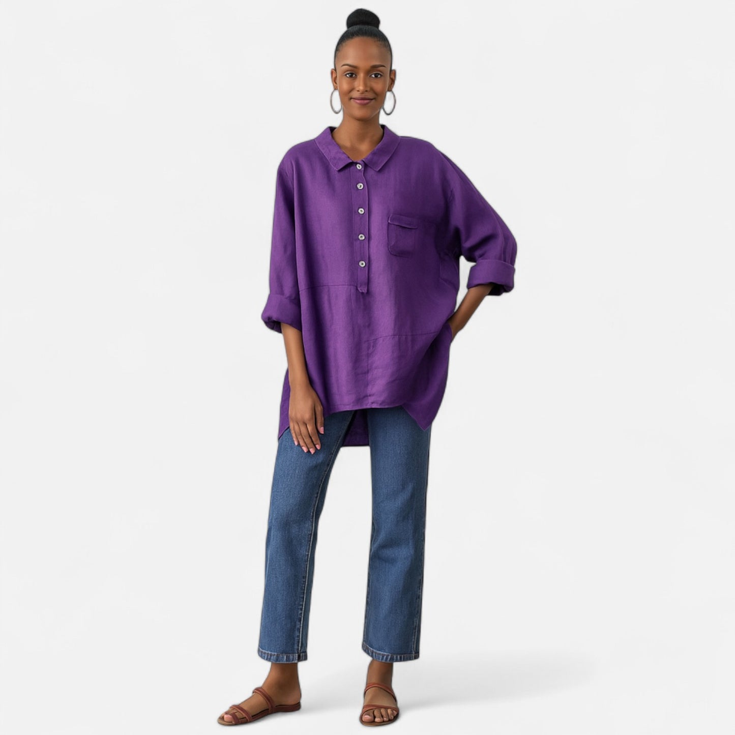 Velour Mode | Chemise Femme Décontractée à Manches Longues – Élégance Boutonnée, Style Polyvalent