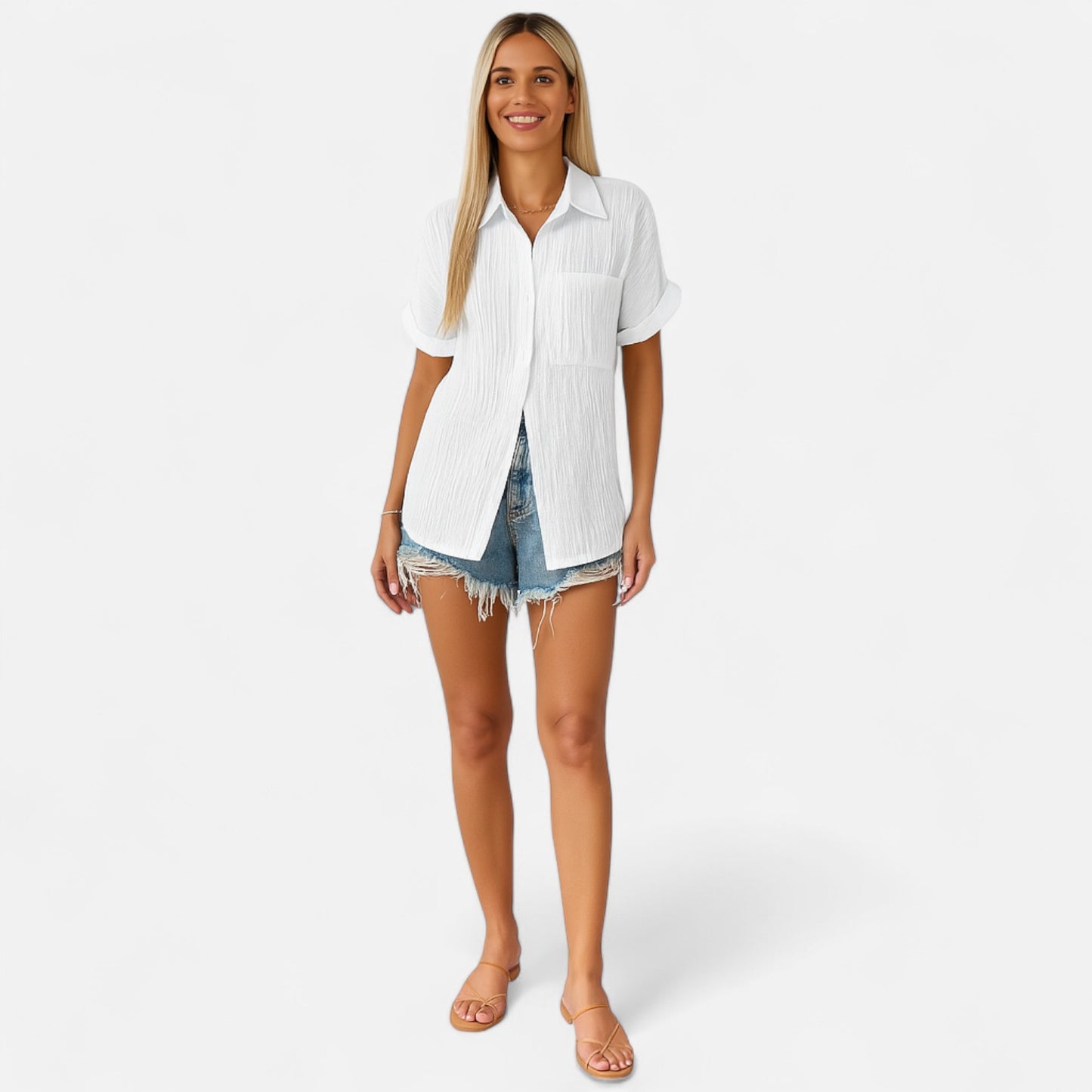 Velour Mode | Blouse Femme Décontractée Boutonnée – Col Chemise, Coupe Ample Élégante