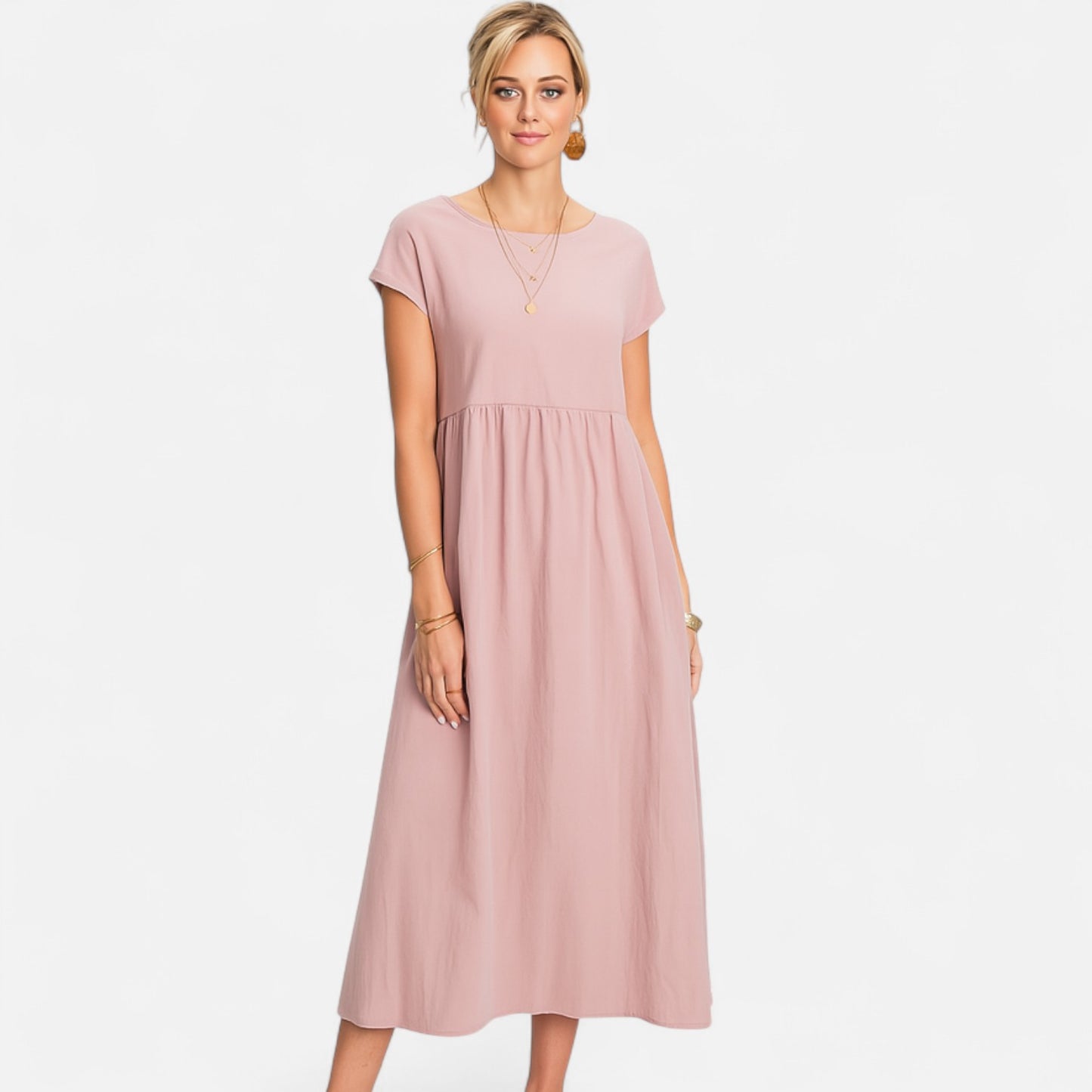 Velour Mode | Robe Femme Coton Lin à Manches Courtes