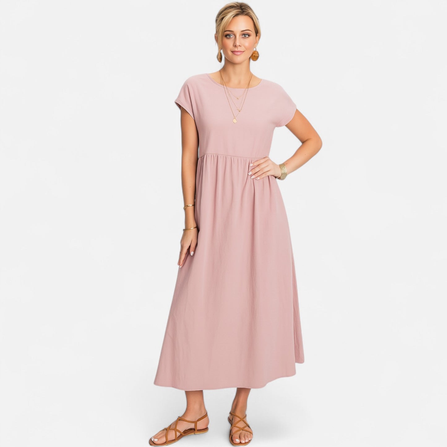 Velour Mode | Robe Femme Coton Lin à Manches Courtes