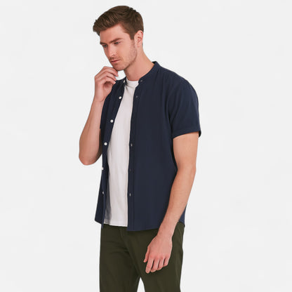 Velour Mode | Chemise Homme Lin Col Mao Manches Courtes
