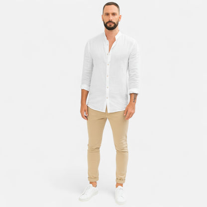 Velour Mode | Chemise en Coton-Lin Respirant à Coupe Droite