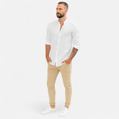 Velour Mode | Chemise en Coton-Lin Respirant à Coupe Droite