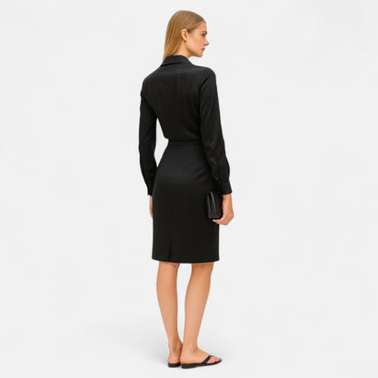 Velour Mode | Blouse Femme en Satin à Encolure Drapée – Éclat Subtil, Élégance Sculptée