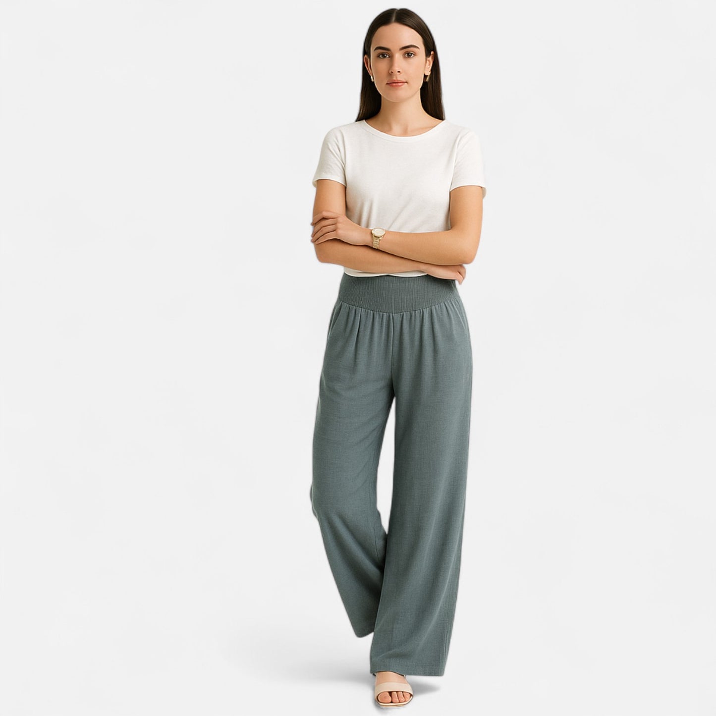 Velour Mode | Pantalon Femme Décontracté à Taille Mi-Haute – Élégance et Confort