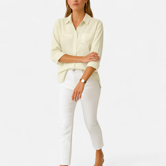 Velour Mode | Chemise Femme en Lin à Manches Longues – Légère et Décontractée