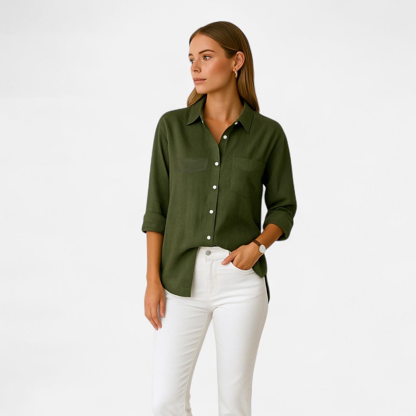 Velour Mode | Chemise Femme en Lin à Manches Longues – Légère et Décontractée