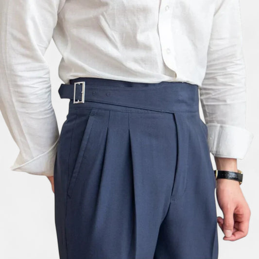 Velour Mode | Pantalon Classique à Boucle Homme – Taille Ceinturée, Élégance Structurée