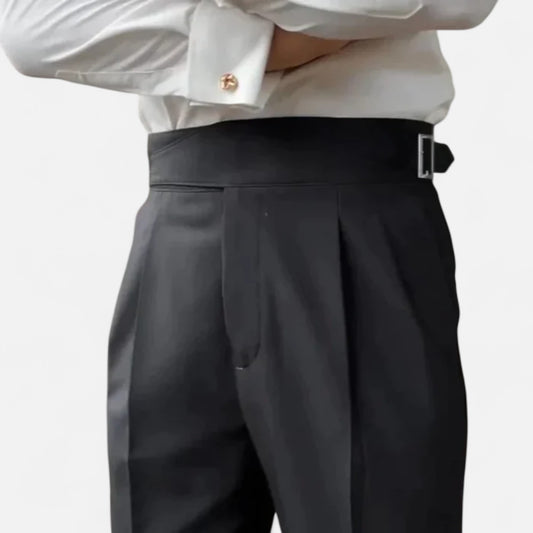 Velour Mode | Pantalon Classique à Boucle Homme – Taille Ceinturée, Élégance Structurée