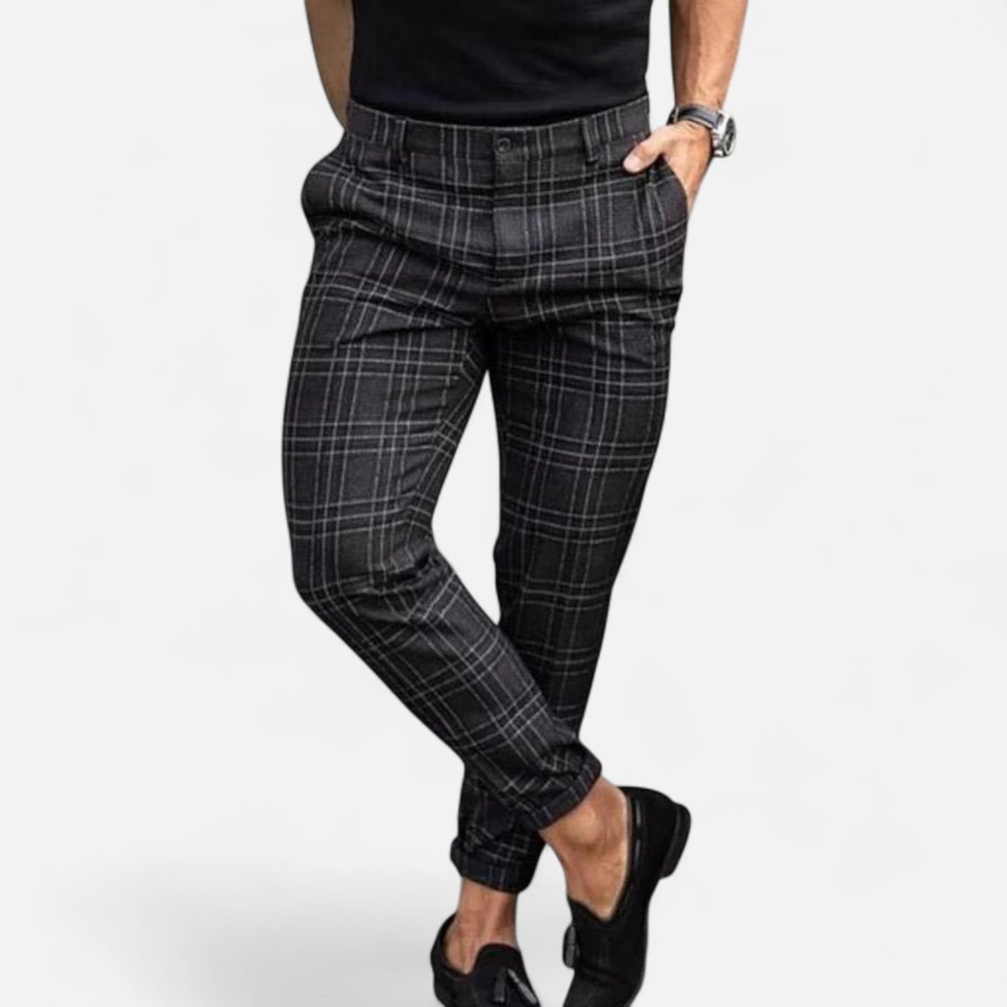 Velour Mode | Chino à carreaux élégant pour homme