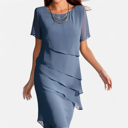 Velour Mode | Robe Midi Fluide en Chiffon Plissé – Légèreté Aérienne et Grâce Intemporelle