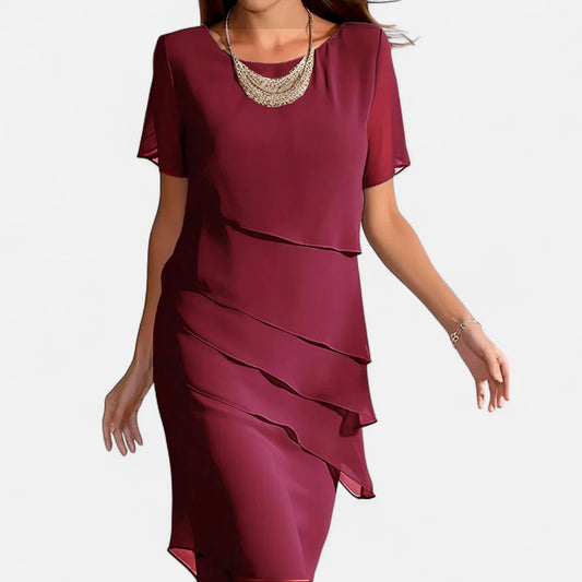 Velour Mode | Robe Midi Fluide en Chiffon Plissé – Légèreté Aérienne et Grâce Intemporelle