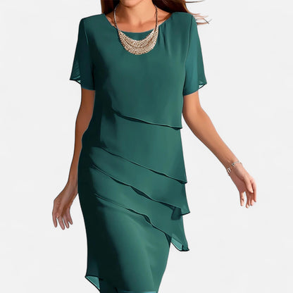 Velour Mode | Robe Midi Fluide en Chiffon Plissé – Légèreté Aérienne et Grâce Intemporelle