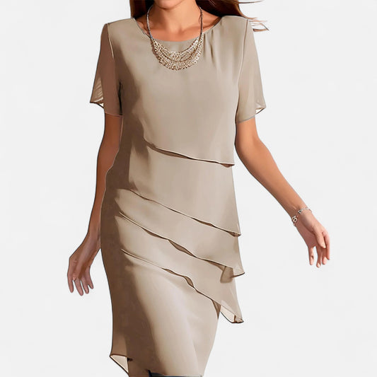 Velour Mode | Robe Midi Fluide en Chiffon Plissé – Légèreté Aérienne et Grâce Intemporelle