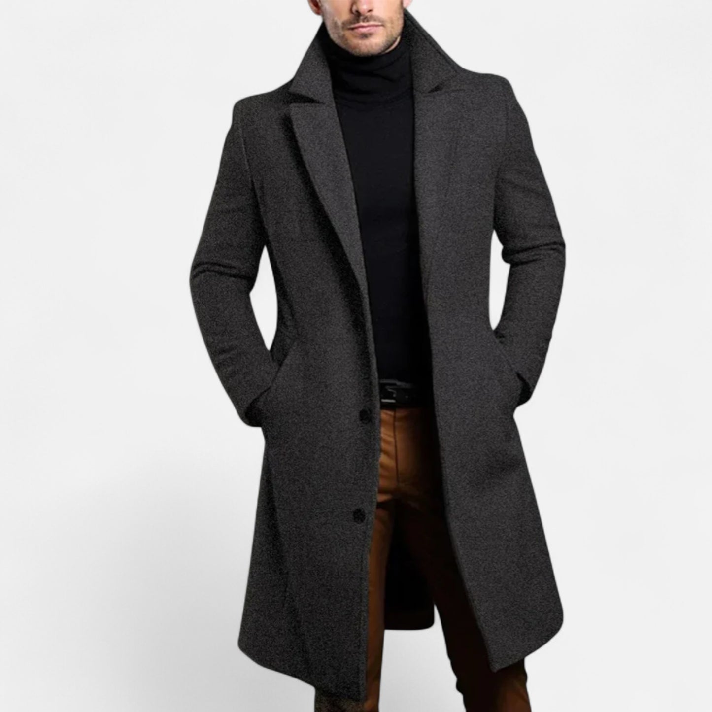 Velour Mode | Manteau Long Femme à Simple Boutonnage et Revers Structurés