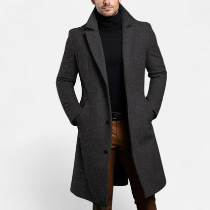 Velour Mode | Manteau Long Femme à Simple Boutonnage et Revers Structurés
