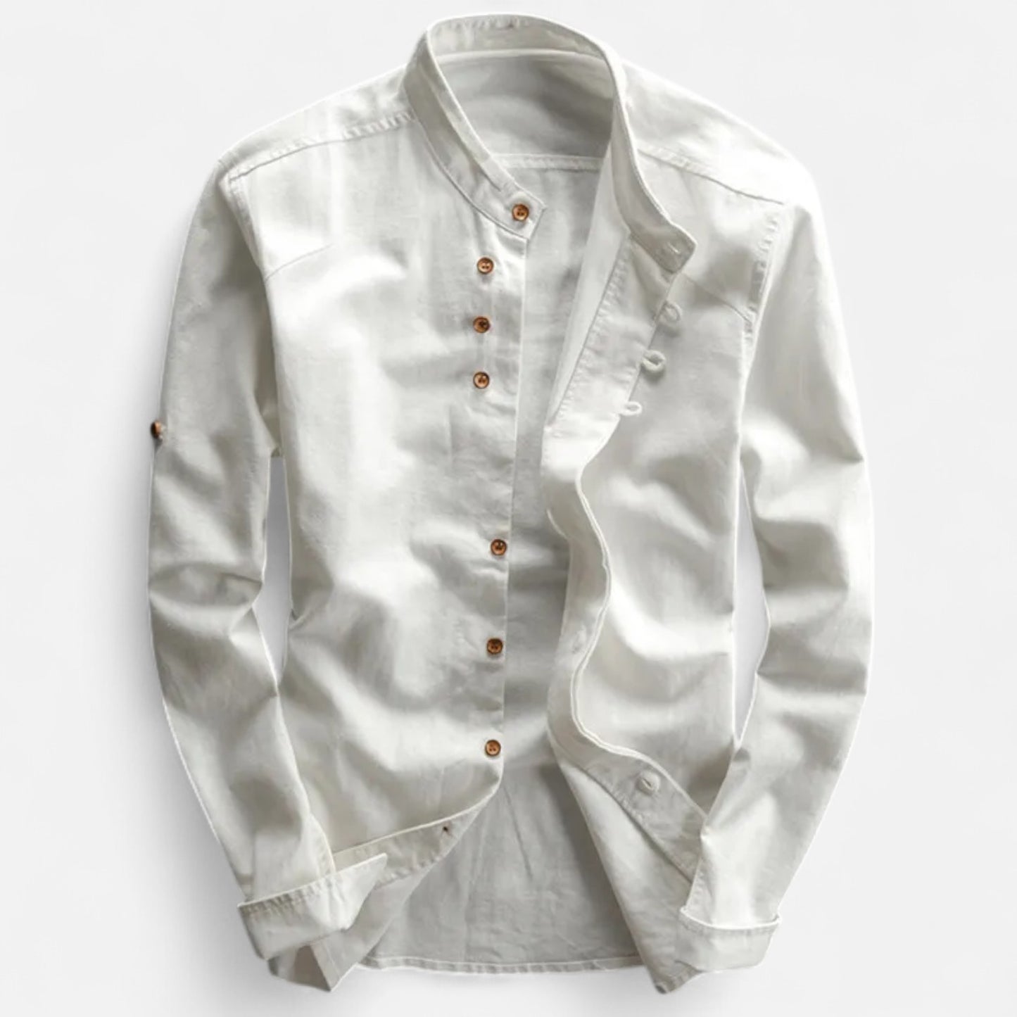 Velour Mode | Chemise Ajustée à Col Montant – Ligne Épurée et Charisme Subtil