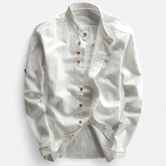 Velour Mode | Chemise Ajustée à Col Montant – Ligne Épurée et Charisme Subtil