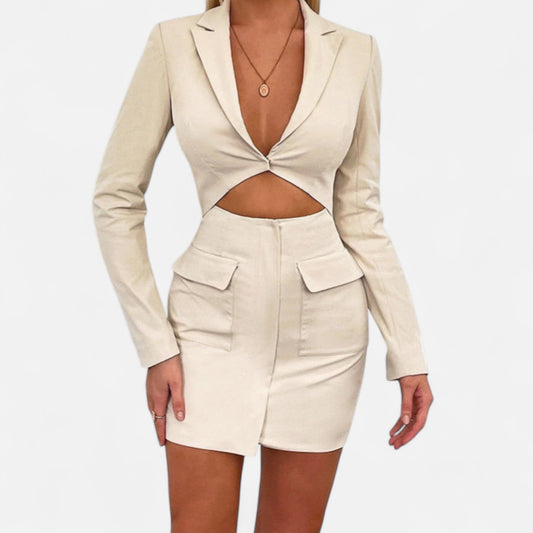 Velour Mode | Robe Blazer Femme à Découpes – Puissance Tailleur, Séduction Graphique