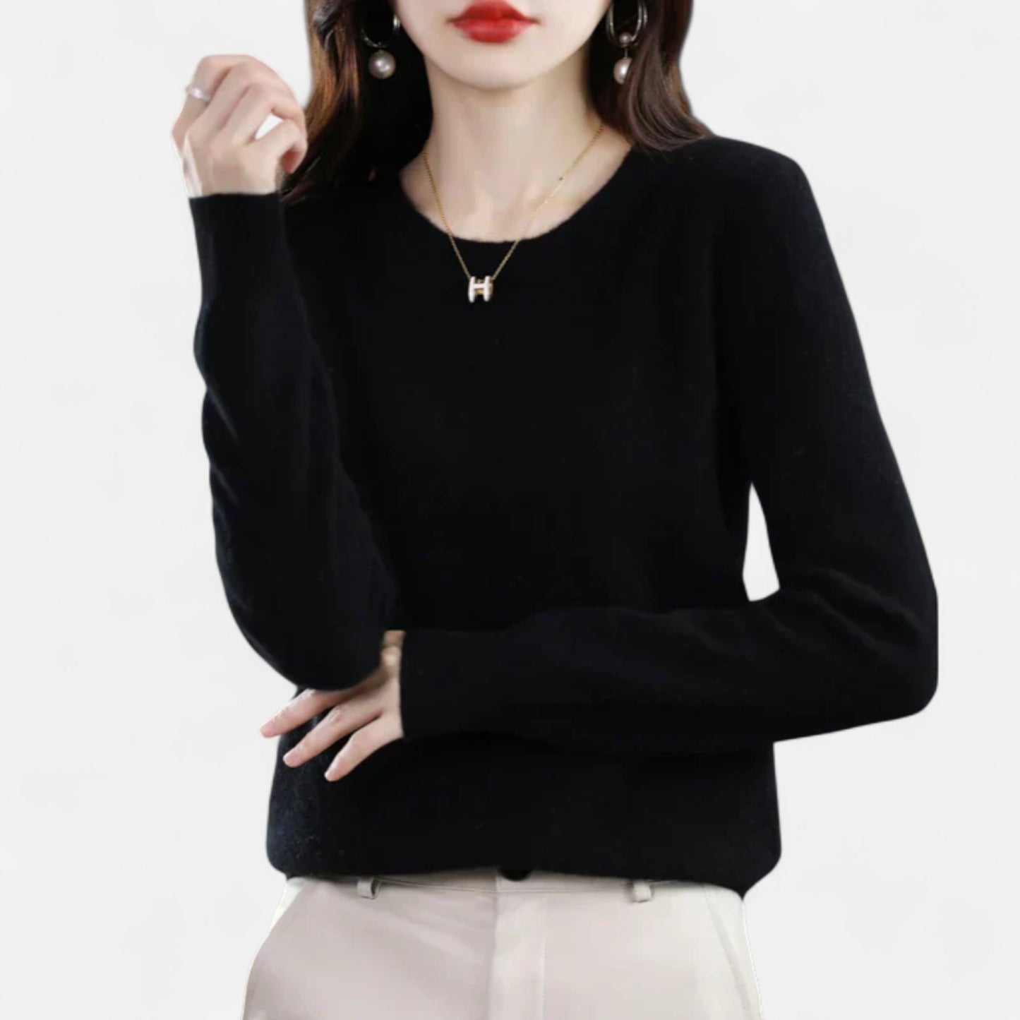 Velour Mode | Pull Femme en Cachemire à Col Rond Classique