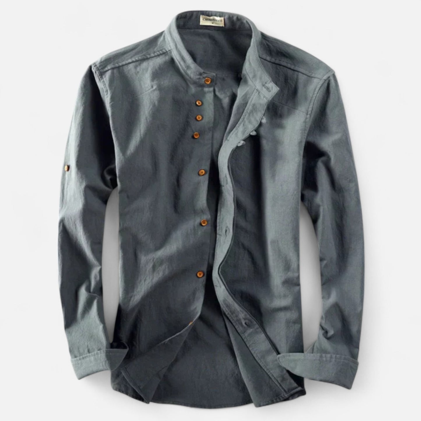 Velour Mode | Chemise Ajustée à Col Montant – Ligne Épurée et Charisme Subtil