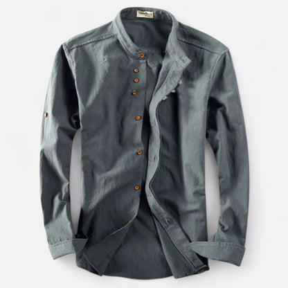Velour Mode | Chemise Ajustée à Col Montant – Ligne Épurée et Charisme Subtil