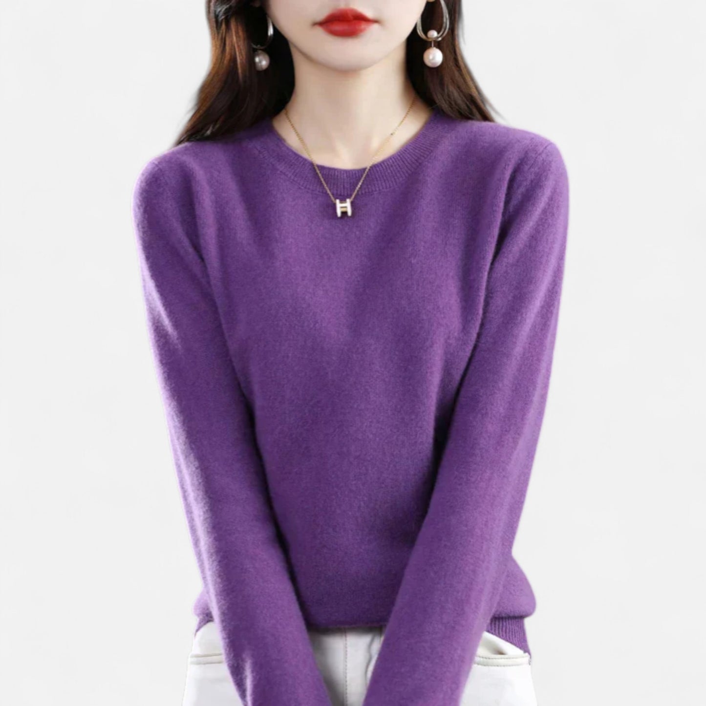 Velour Mode | Pull Femme en Cachemire à Col Rond Classique
