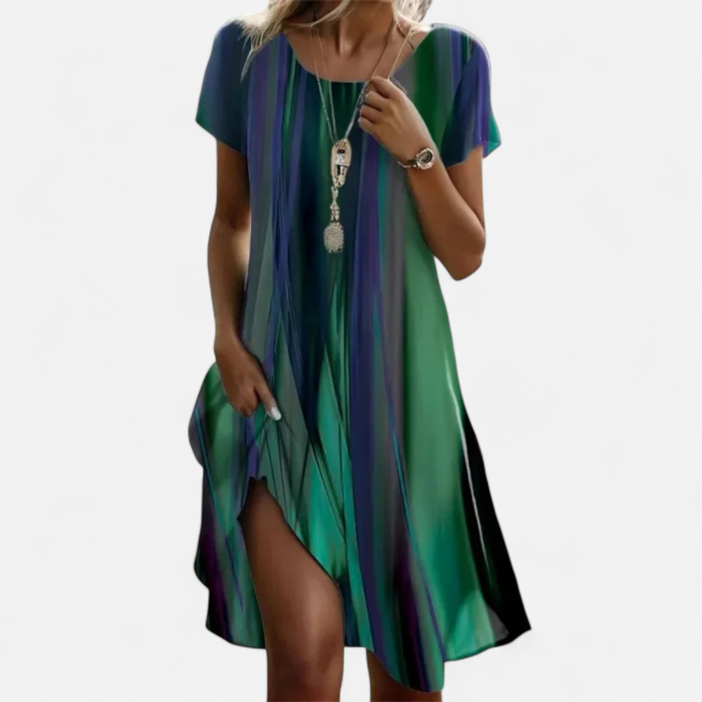 Velour Mode | Robe Midi Femme Style Ethnique – Col Rond, Esprit Artistique et Nomade