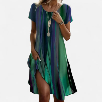 Velour Mode | Robe Midi Femme Style Ethnique – Col Rond, Esprit Artistique et Nomade