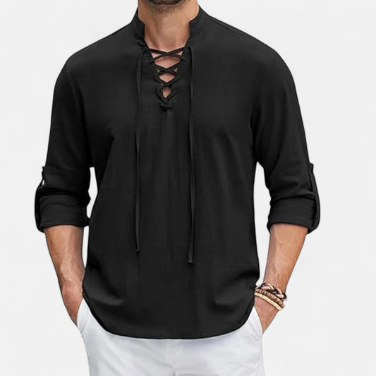 Velour Mode | Chemise Homme Médiévale en Lin et Coton – Esprit Viking, Élégance d’Époque