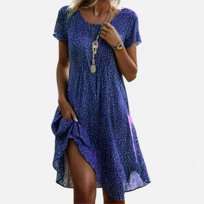 Velour Mode | Robe Midi Femme Style Ethnique – Col Rond, Esprit Artistique et Nomade
