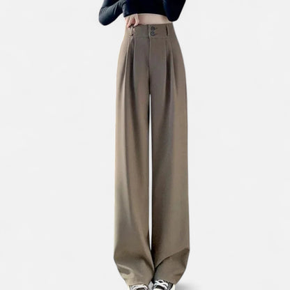 Velour Mode | Pantalon Large Élégant pour Femme – Taille Haute, Style Coréen, Noir