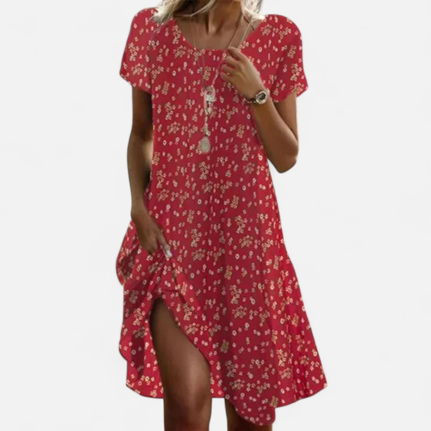 Velour Mode | Robe Midi Femme Style Ethnique – Col Rond, Esprit Artistique et Nomade