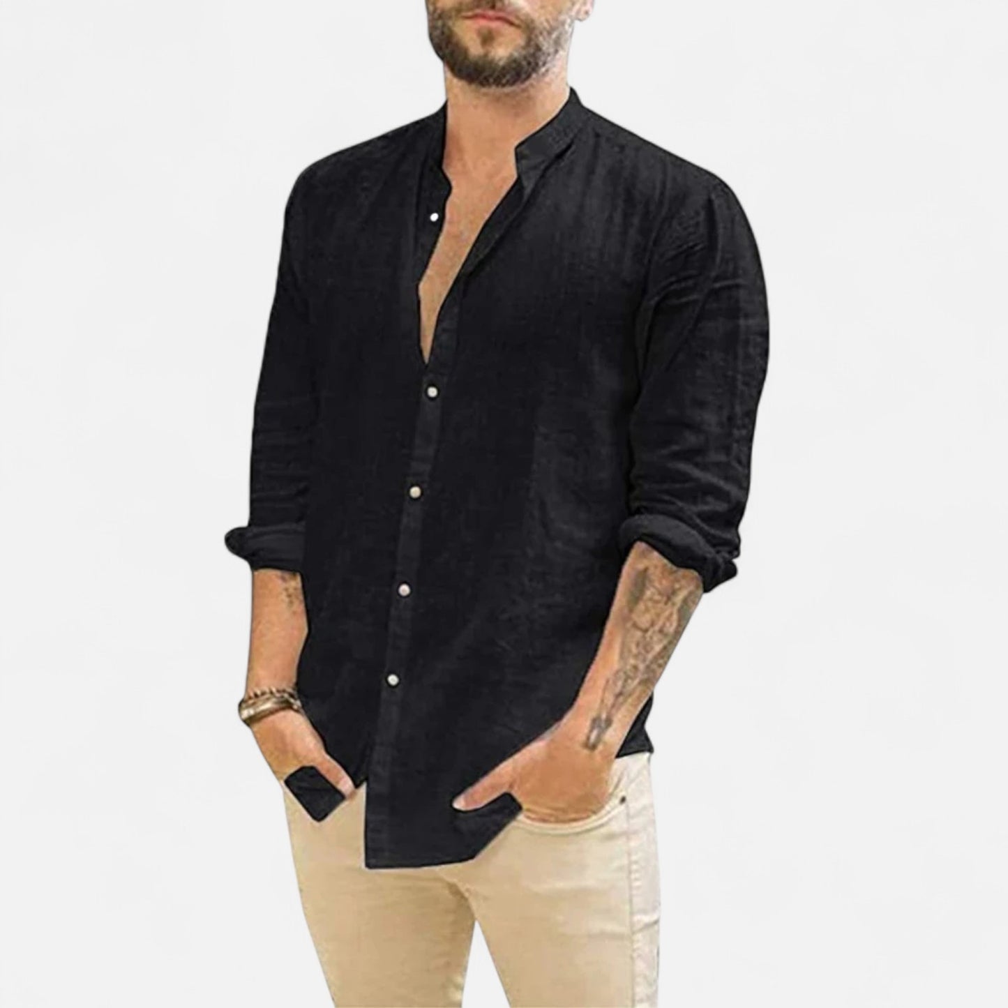 Velour Mode | Chemise en Coton-Lin Respirant à Coupe Droite