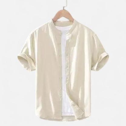 Velour Mode | Chemise Homme Lin Col Mao Manches Courtes