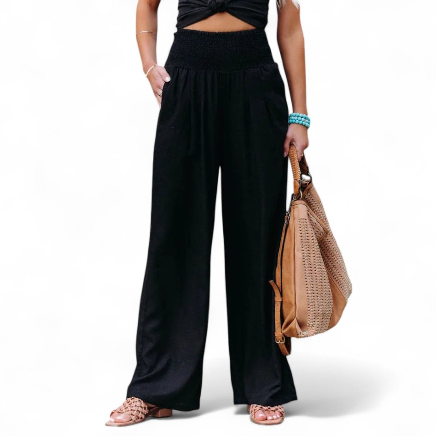 Velour Mode | Pantalon Femme Décontracté à Taille Mi-Haute – Élégance et Confort