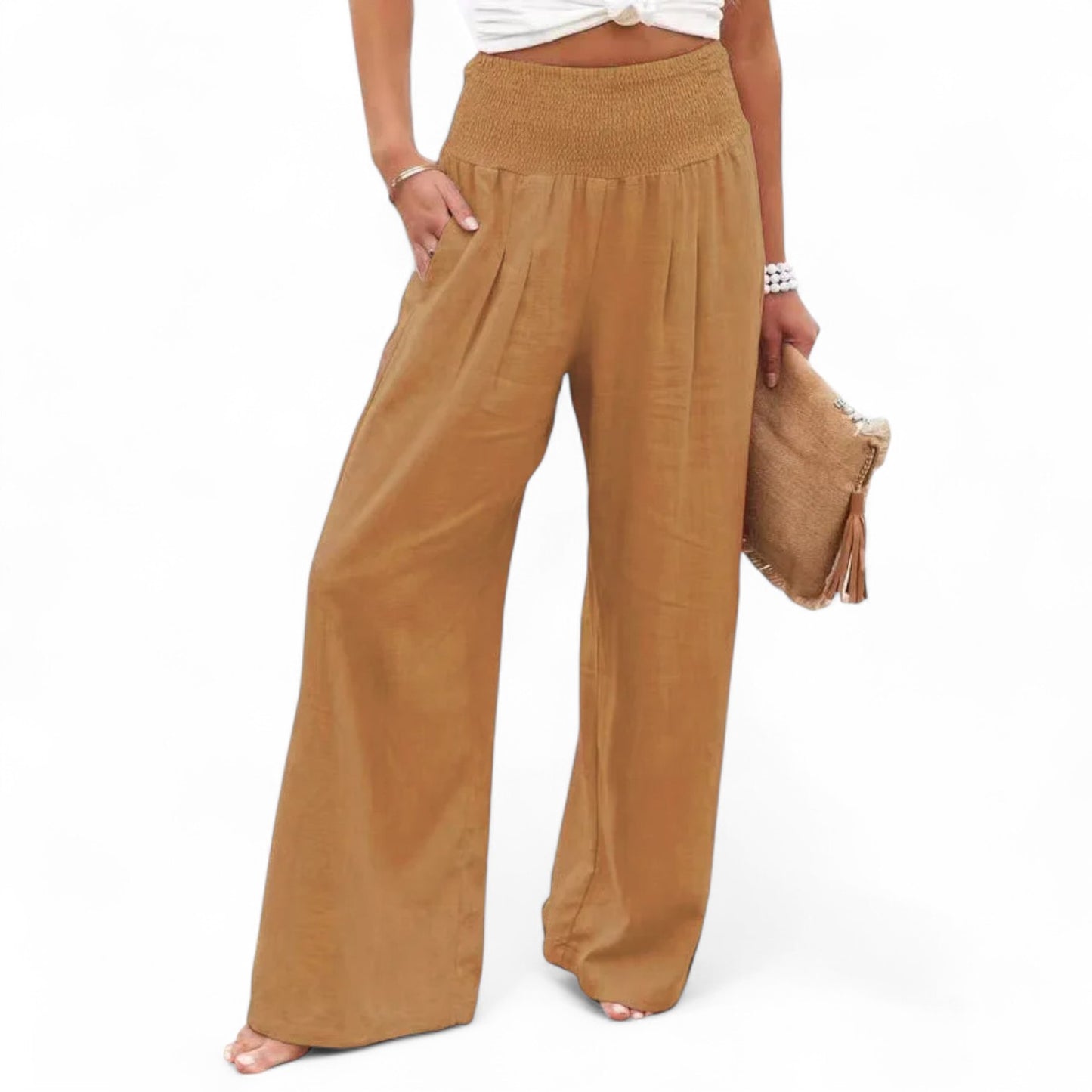 Velour Mode | Pantalon Femme Décontracté à Taille Mi-Haute – Élégance et Confort