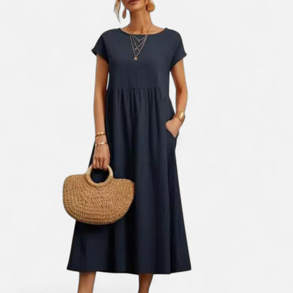 Velour Mode | Robe Femme Coton Lin à Manches Courtes