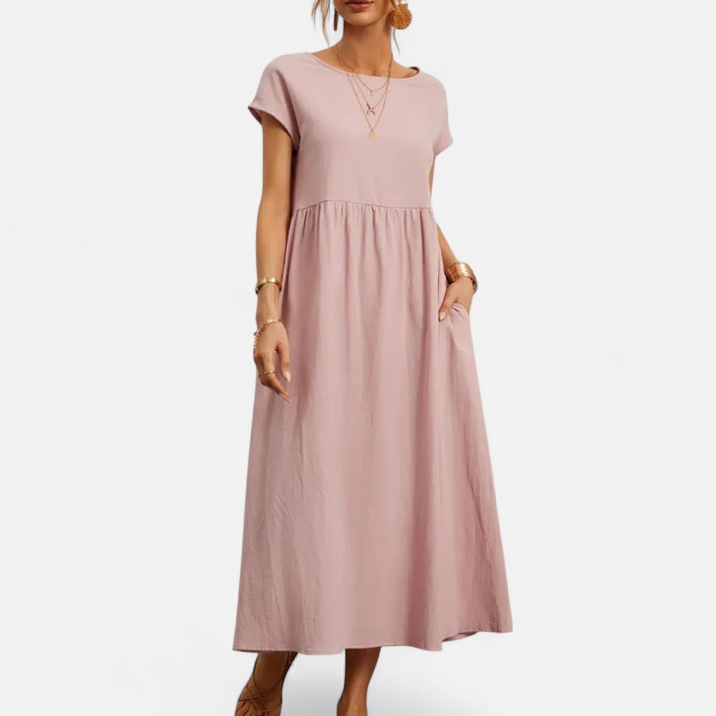 Velour Mode | Robe Femme Coton Lin à Manches Courtes