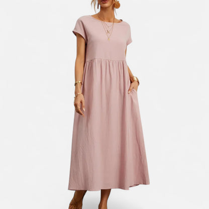 Velour Mode | Robe Femme Coton Lin à Manches Courtes