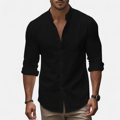 Velour Mode | Chemise Henley Homme en Coton-Lin Naturel