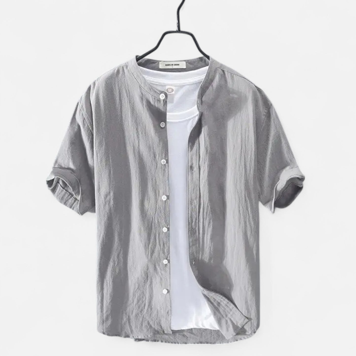 Velour Mode | Chemise Homme Lin Col Mao Manches Courtes