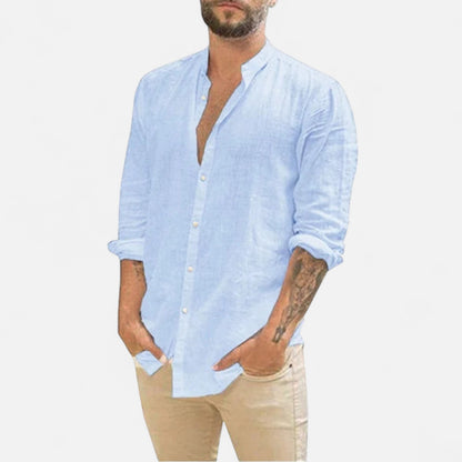 Velour Mode | Chemise en Coton-Lin Respirant à Coupe Droite