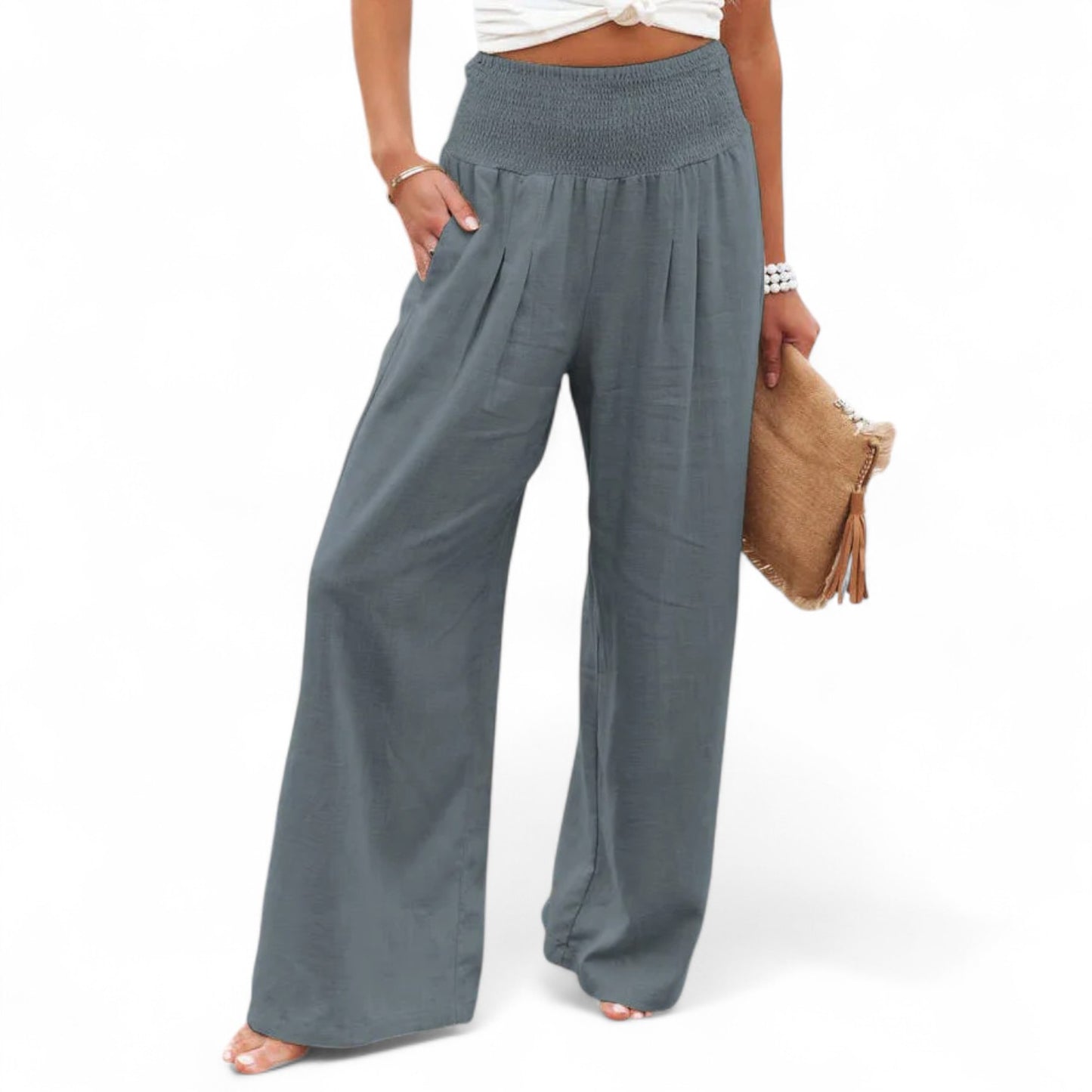 Velour Mode | Pantalon Femme Décontracté à Taille Mi-Haute – Élégance et Confort
